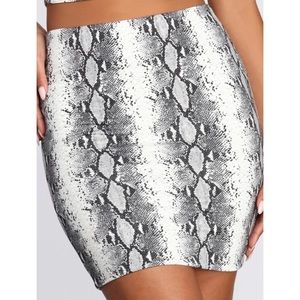 White SnakeSkin Mini Skirt